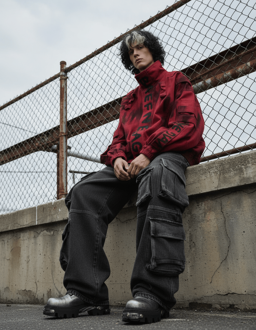KIIKIO Graffiti Red Oversized Jacket – Streetwear Cotton Zip-Up KIIKIO Graffiti Red Oversized Jacket – Streetwear Cotton Zip-Up
